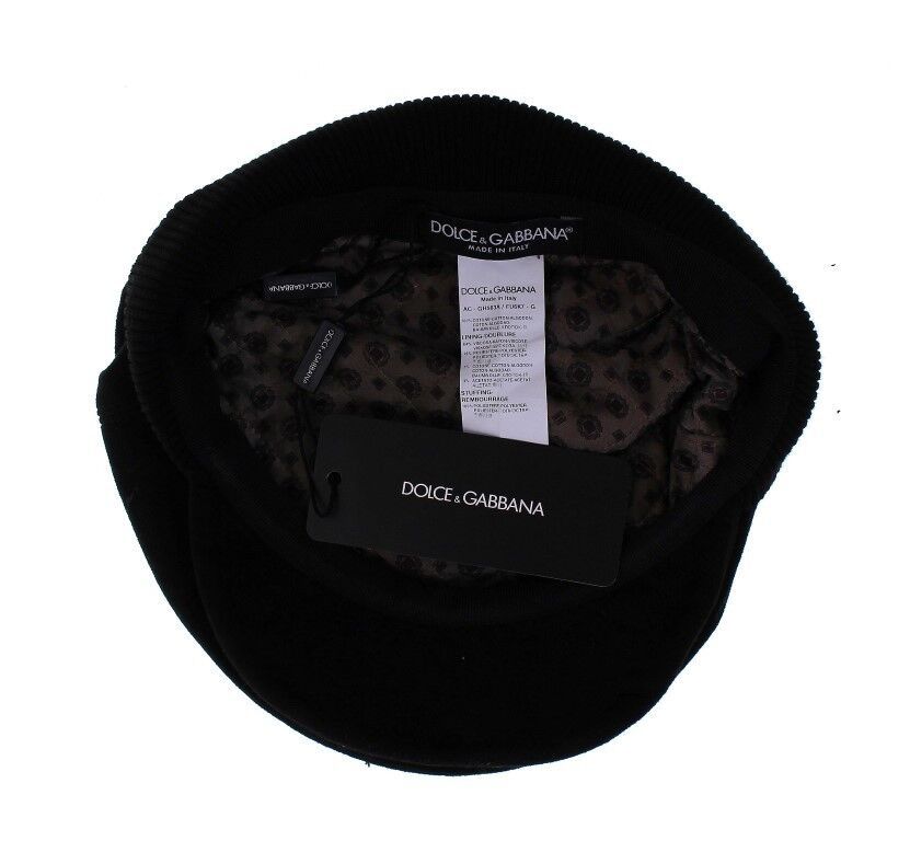 Dolce &amp; Gabbana Slim Black Newsboy Cap