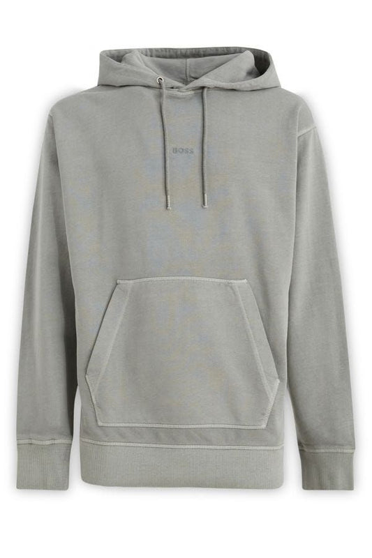 Hugo Boss Elegant hooded sweatshirt in grey cotton