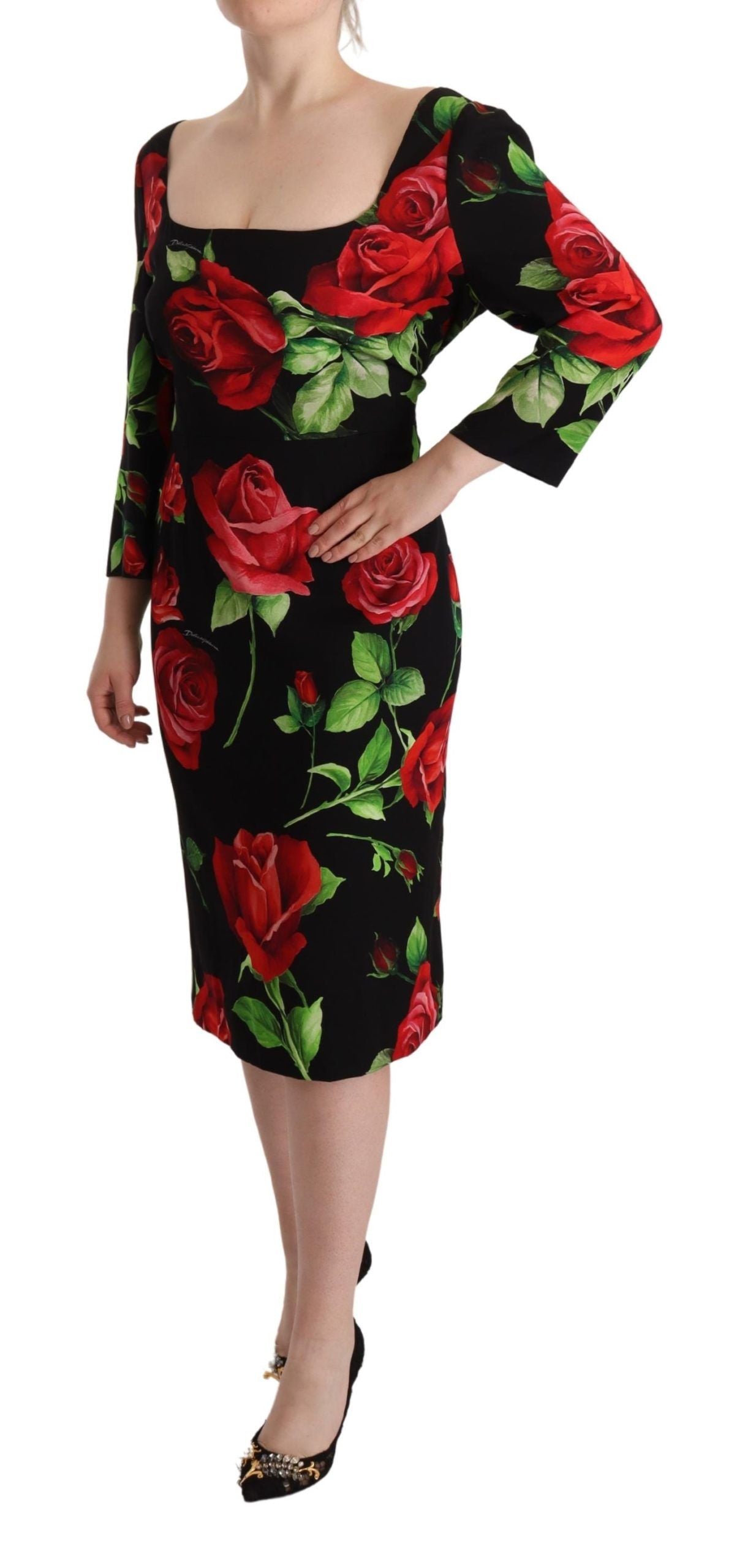 Dolce &amp; Gabbana Elegant floral print silk sheath dress