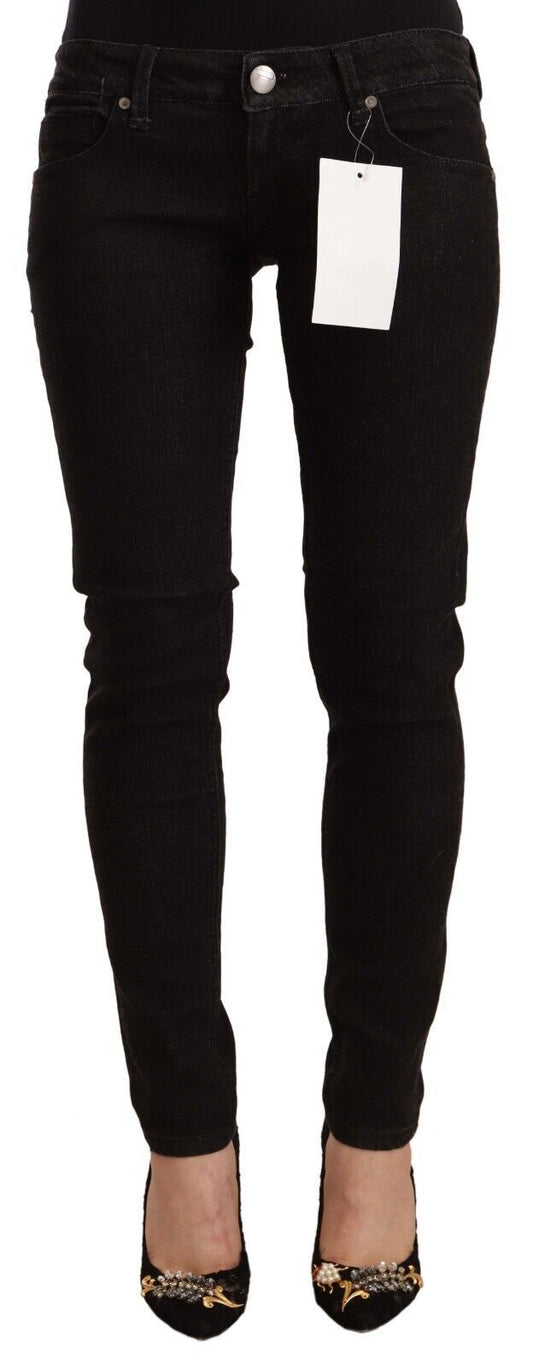 Acht Schlanke Skinny-Jeans mit niedriger Taille Schwarz