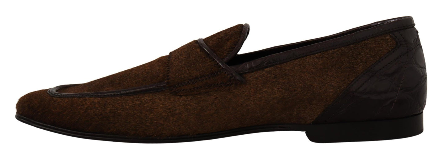 Dolce & Gabbana Elegante braune Loafers aus Kaimanleder