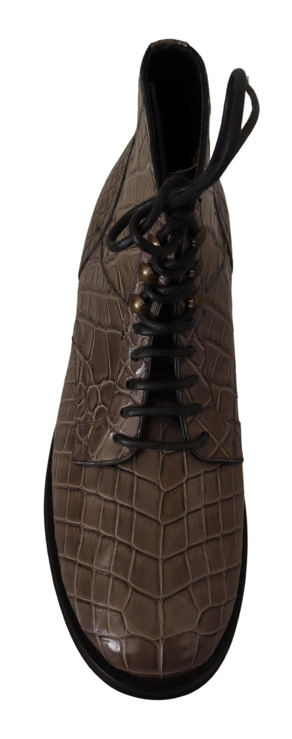 Dolce & Gabbana Elegante Derby-Brogue-Stiefel mit Krokodil