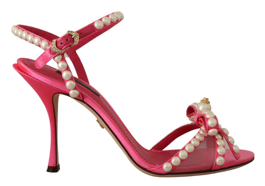 Dolce &amp; Gabbana Elegant Pink Pearl koristellut korkokengät sandaalit