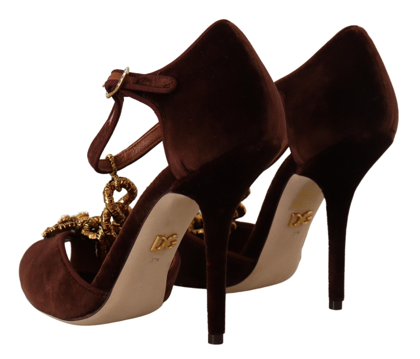 Dolce &amp; Gabbana Elegant velvet heels with gold details