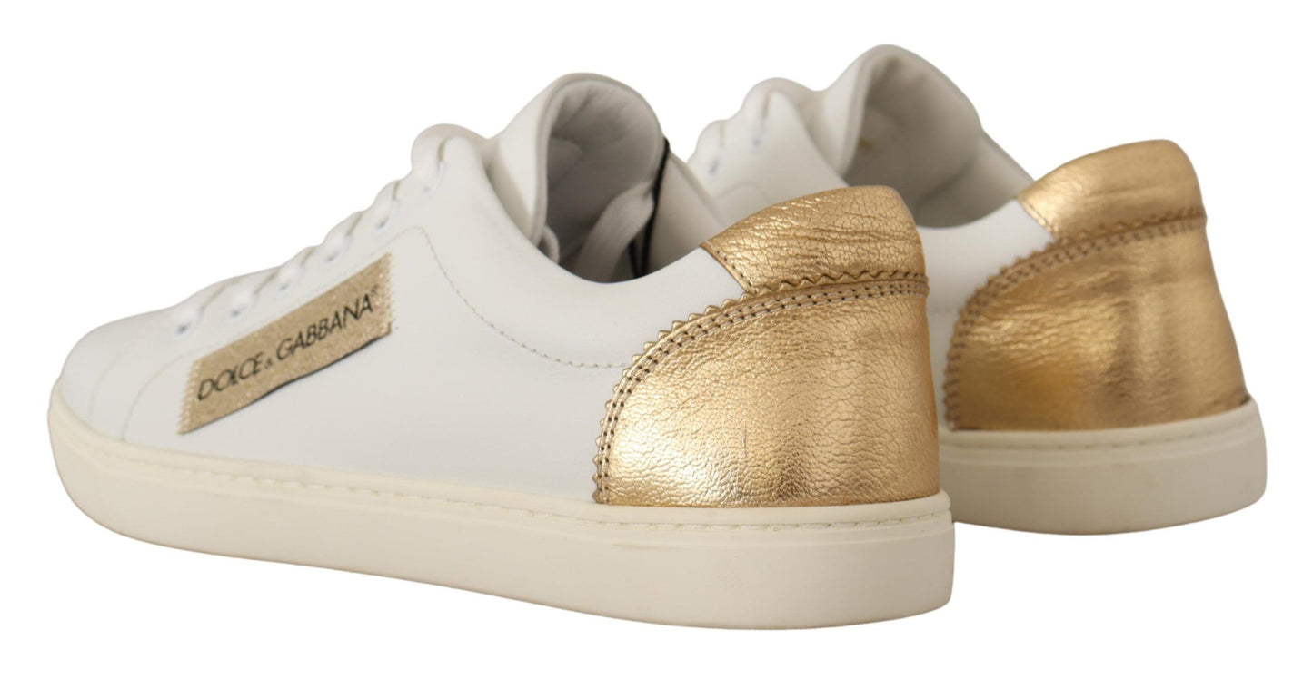 Dolce &amp; Gabbana Elegant sneakers in white leather with gold accents