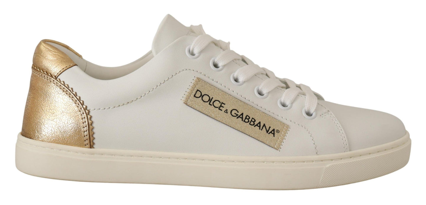 Dolce &amp; Gabbana Elegant sneakers in white leather with gold accents