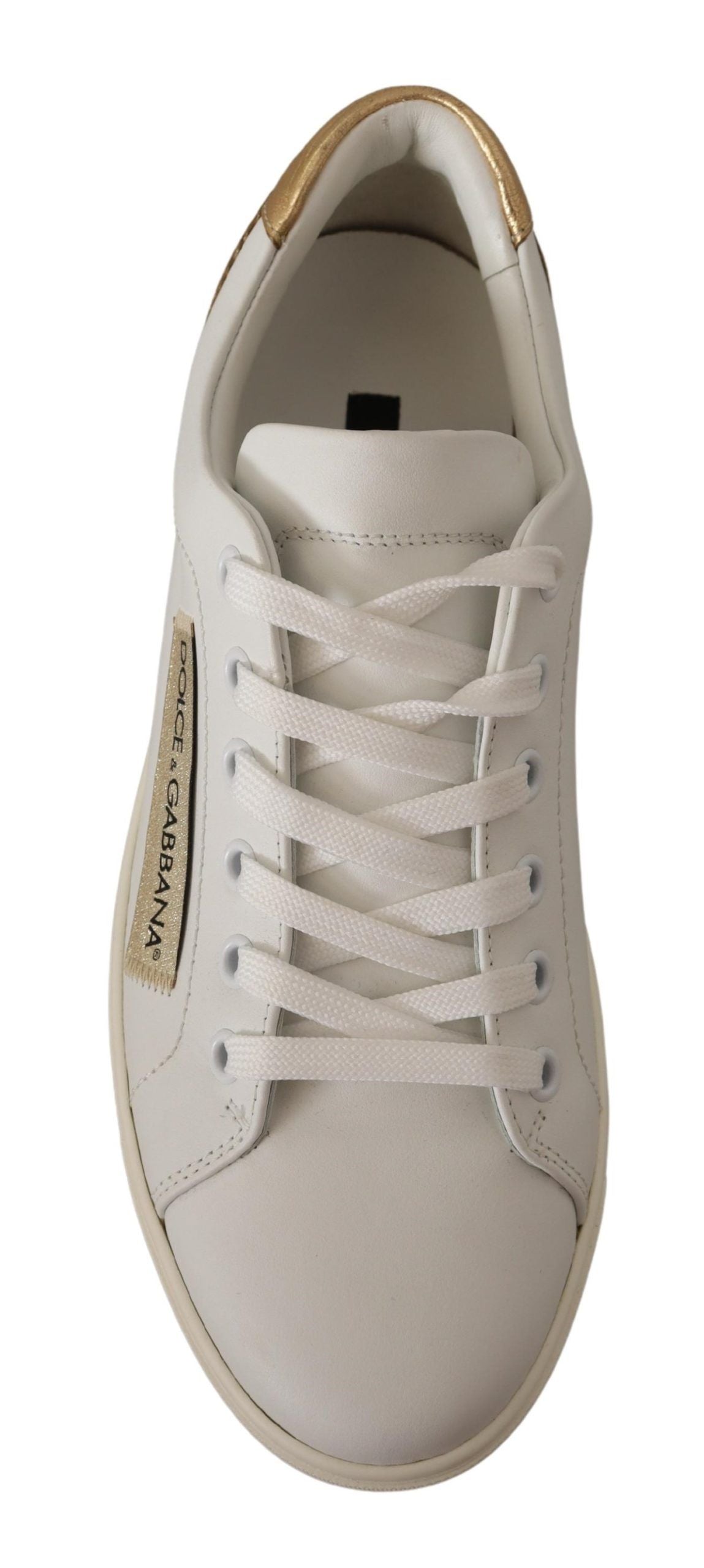 Dolce &amp; Gabbana Elegant sneakers in white leather with gold accents