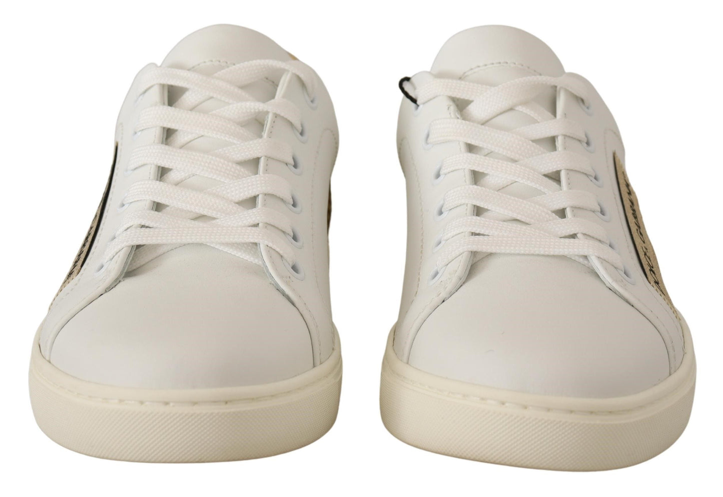 Dolce &amp; Gabbana Elegant sneakers in white leather with gold accents