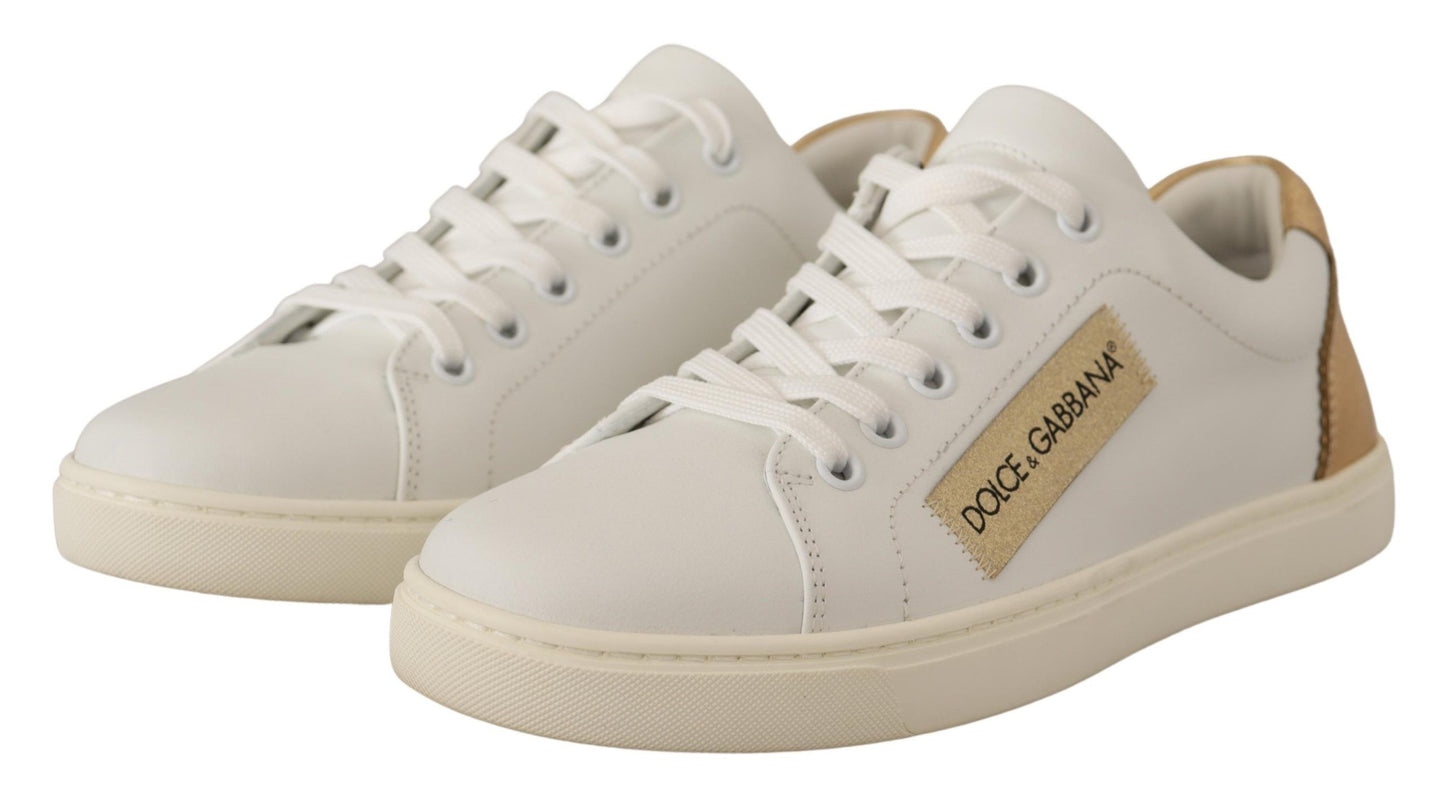 Dolce &amp; Gabbana Elegant sneakers in white leather with gold accents