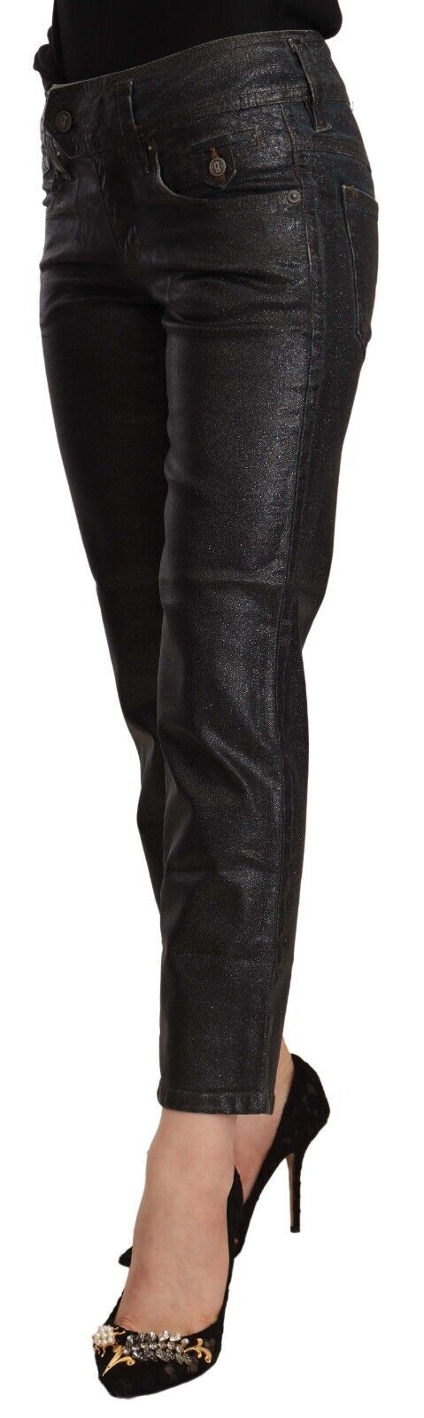 John Galliano Schicke schwarze glitzernde Cropped Pants