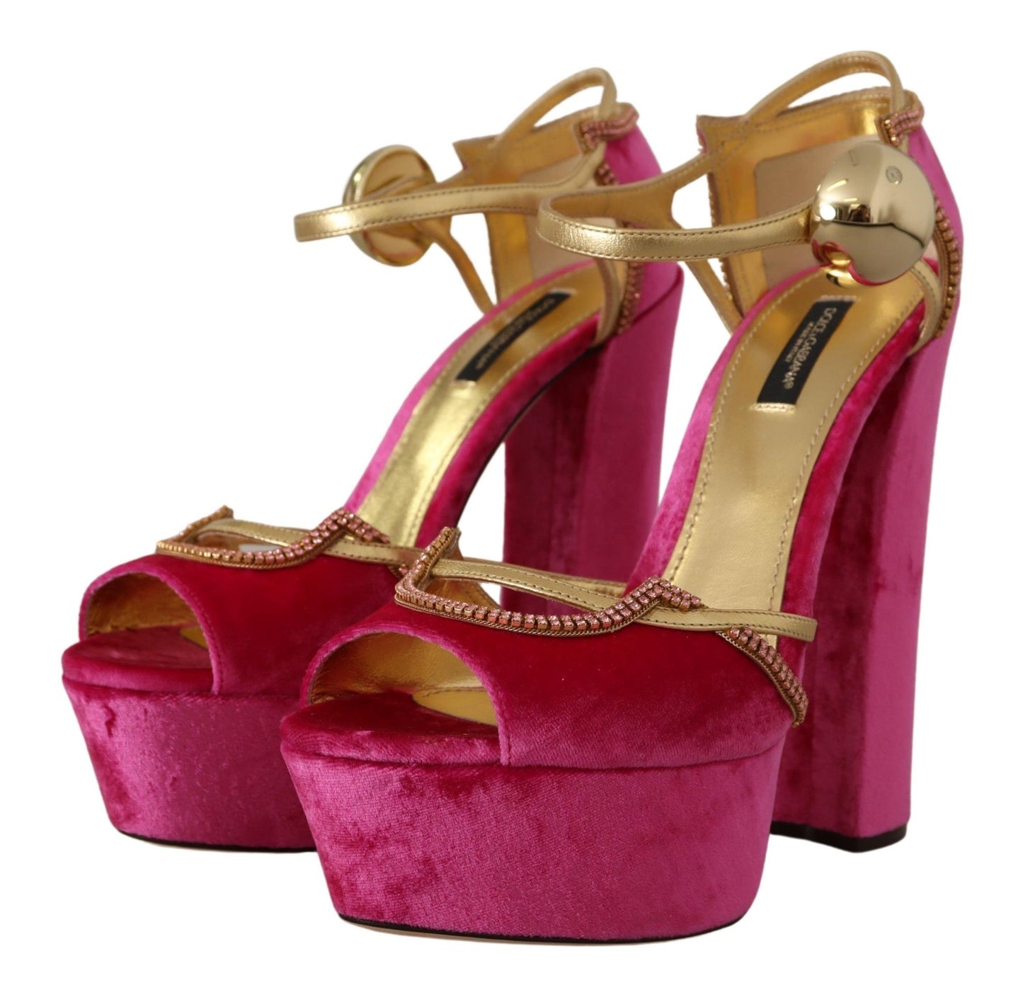 Dolce &amp; Gabbana Ethereal sandals in pink velvet and crystal