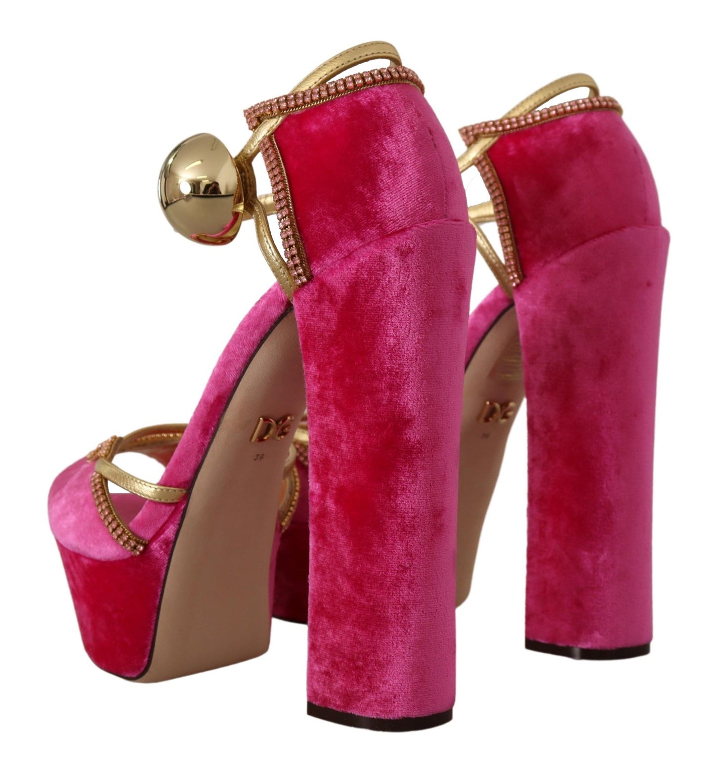 Dolce &amp; Gabbana Ethereal sandals in pink velvet and crystal