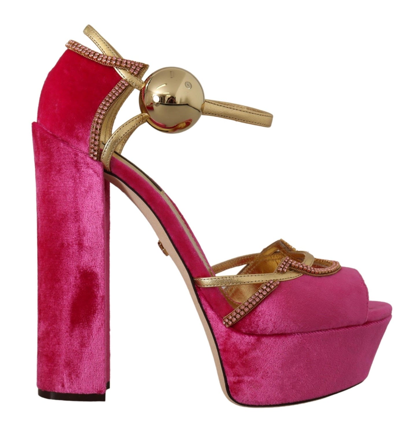 Dolce &amp; Gabbana Ethereal sandals in pink velvet and crystal