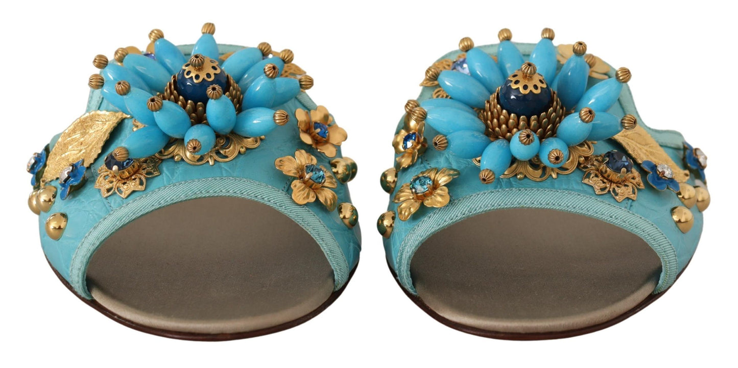 Dolce &amp; Gabbana Exquisite sandals in exotic leather with crystal embellishments