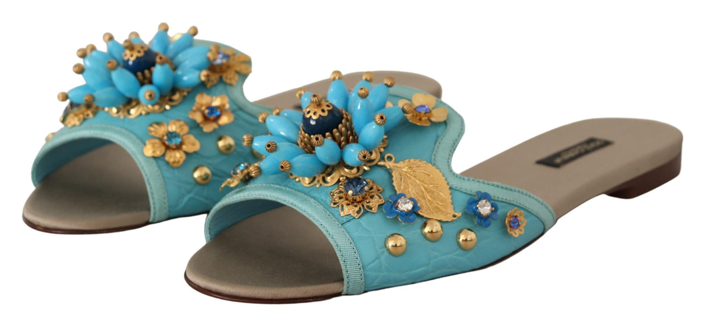 Dolce &amp; Gabbana Exquisite sandals in exotic leather with crystal embellishments