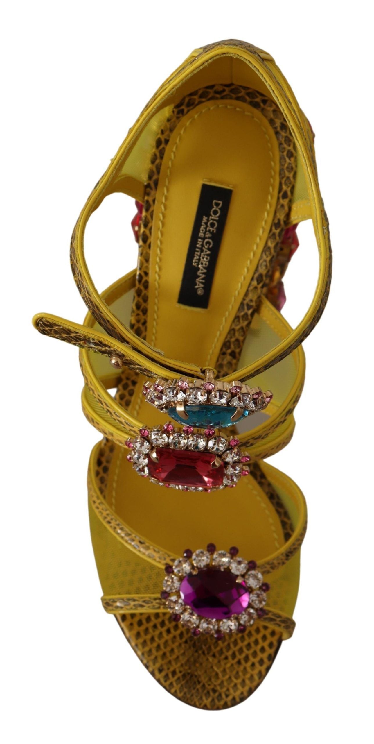 Dolce &amp; Gabbana Stunning yellow leather sandals with crystal embellishments