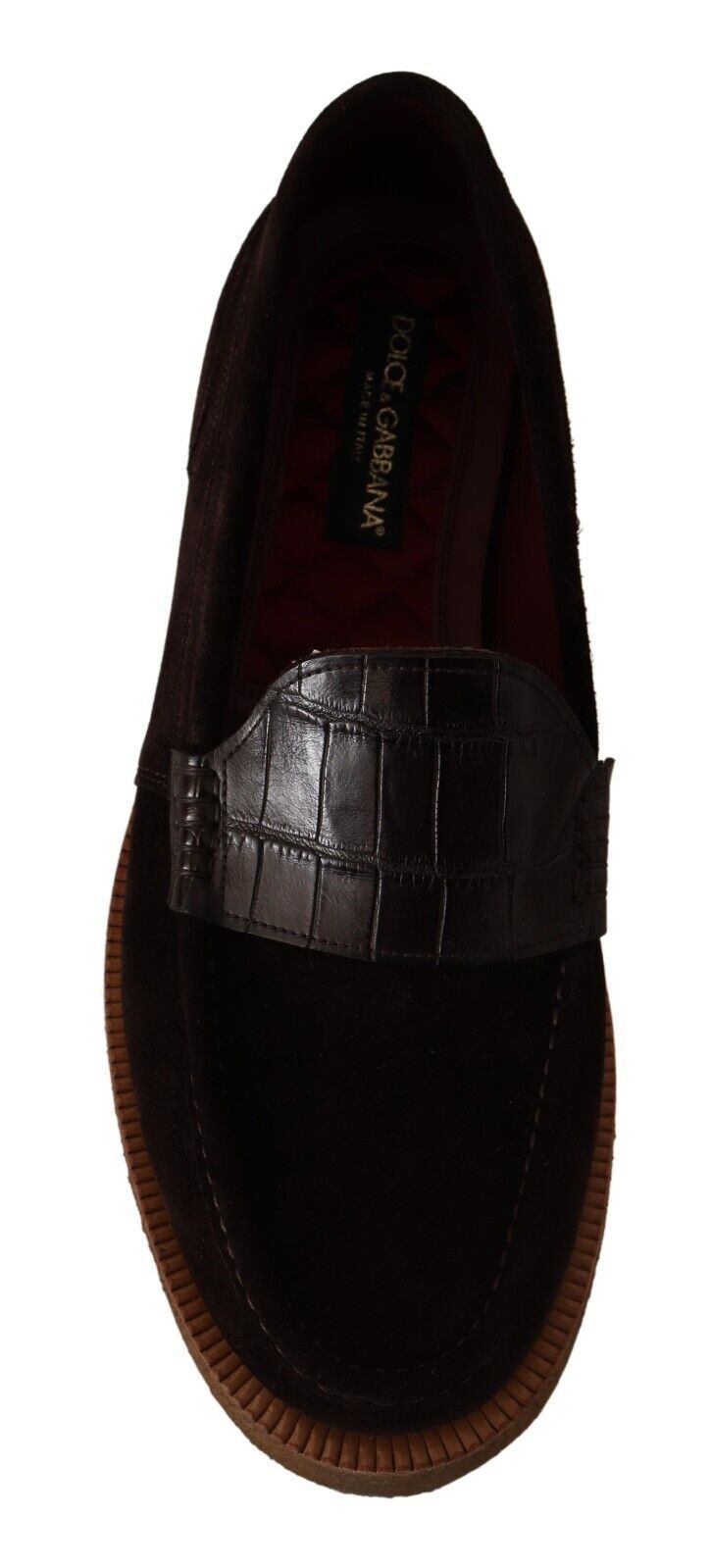 Dolce & Gabbana Elegante Loafers aus Wildleder mit Krokodil in Braun