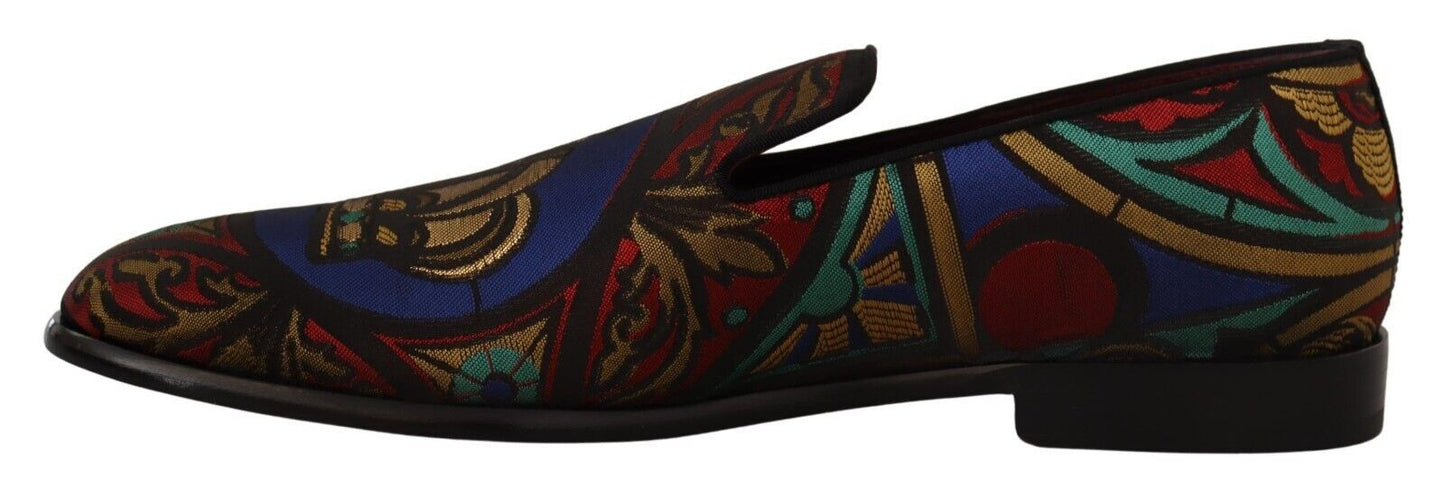 Dolce & Gabbana Multicolor Jacquard Slipper Pantoffeln