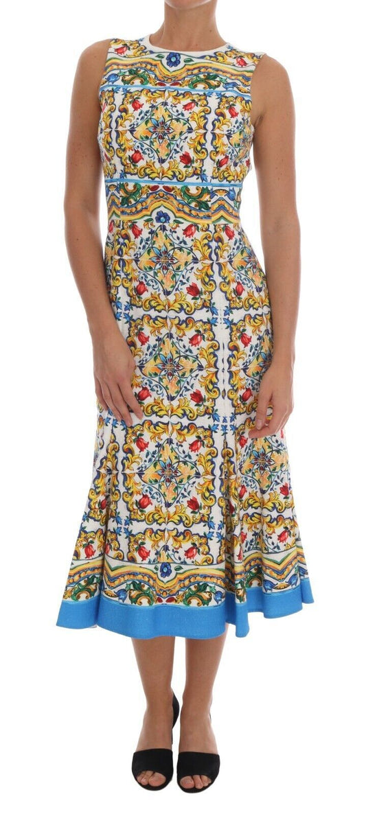 Dolce & Gabbana Majolika Print Midi-Etuikleid