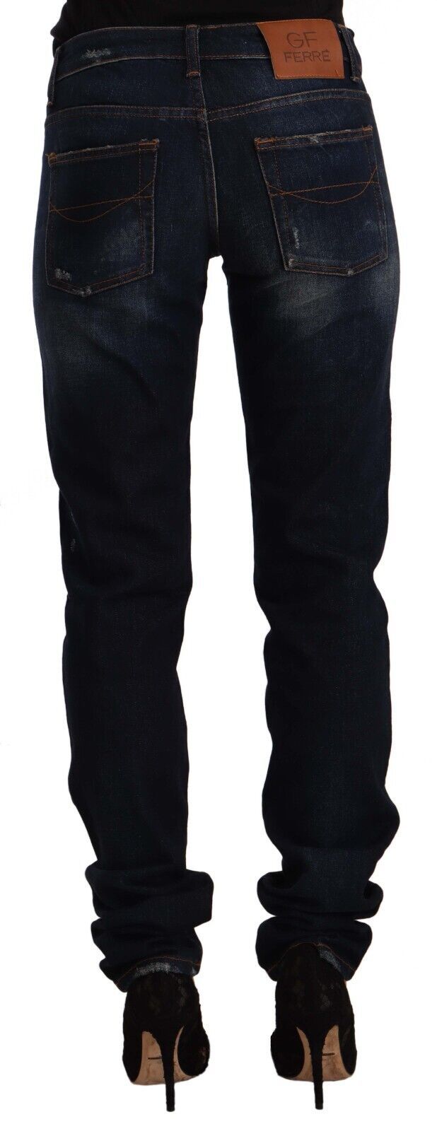 GF Ferre Schicke Skinny Jeans mit mittlerer Taille in dunkelblauer Waschung