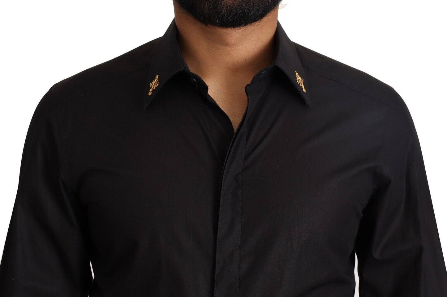 Dolce &amp; Gabbana Elegant Slim Fit Black Cotton Shirt