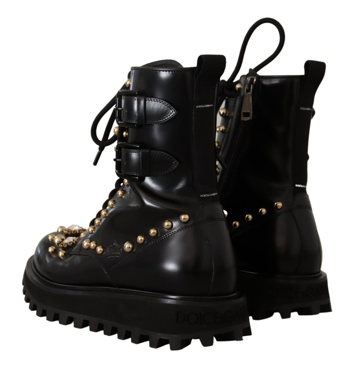 Dolce & Gabbana Schwarze kristallbesetzte formelle Stiefel