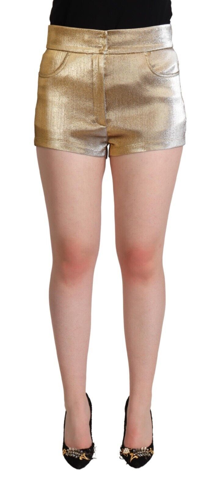 Dolce & Gabbana Elegante Metallic-Gold-Hotpants