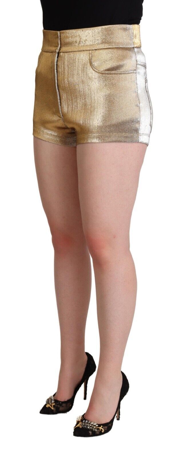 Dolce & Gabbana Elegante Metallic-Gold-Hotpants