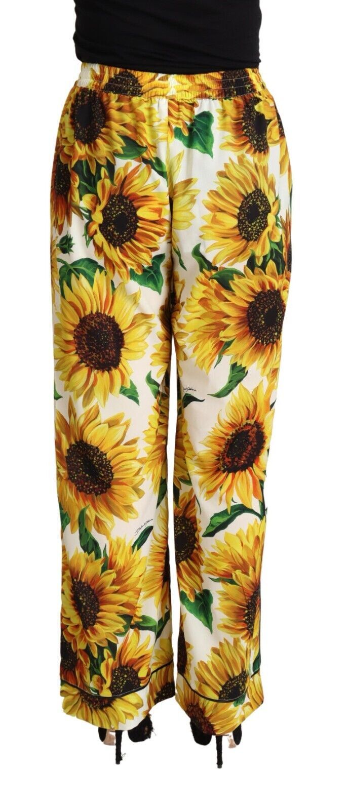 Dolce & Gabbana Elegante Sonnenblumenhose mit weitem Bein