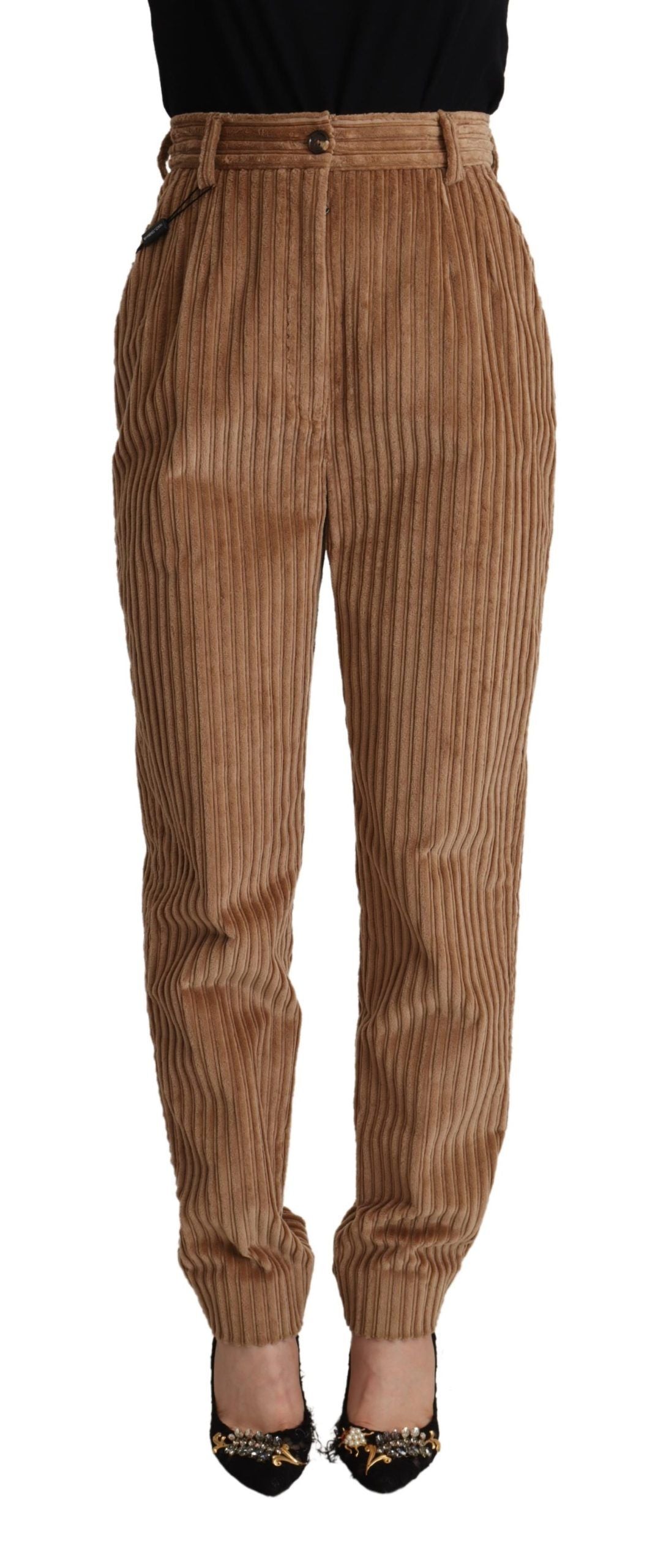 Dolce &amp; Gabbana Elegant tapered corduroy trousers with high waist