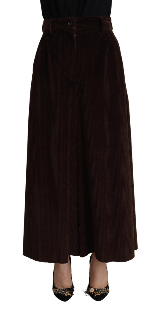 Dolce &amp; Gabbana Chic burgundy corduroy trousers with high waist