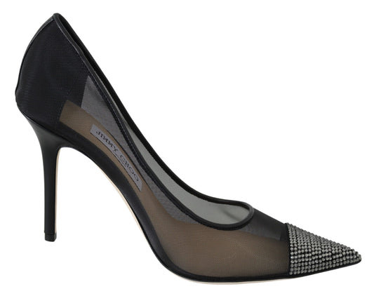 Jimmy Choo Elegant Black Mesh -kristallipumput