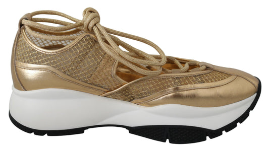 Jimmy Choo Golden Glamour Mesh -nahkaiset tennarit