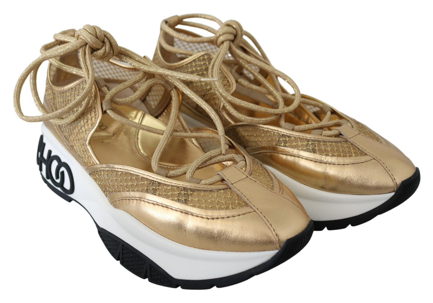 Jimmy Choo Golden Glamour Mesh -nahkaiset tennarit