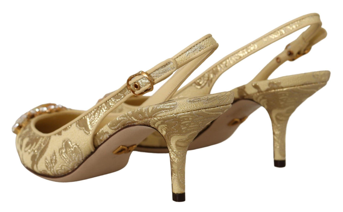 Dolce &amp; Gabbana Gold Crystal Slingback -korkokengät