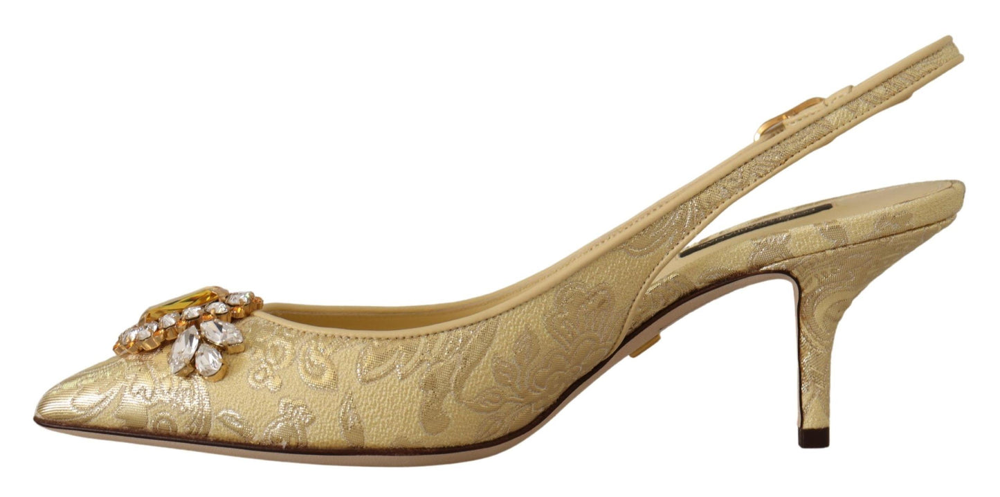 Dolce &amp; Gabbana Gold Crystal Slingback -korkokengät