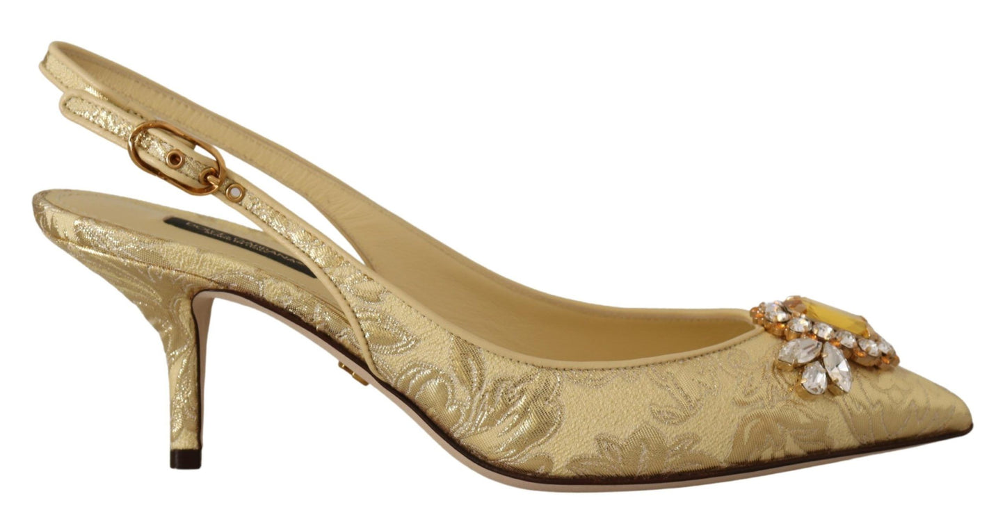 Dolce &amp; Gabbana Gold Crystal Slingback -korkokengät