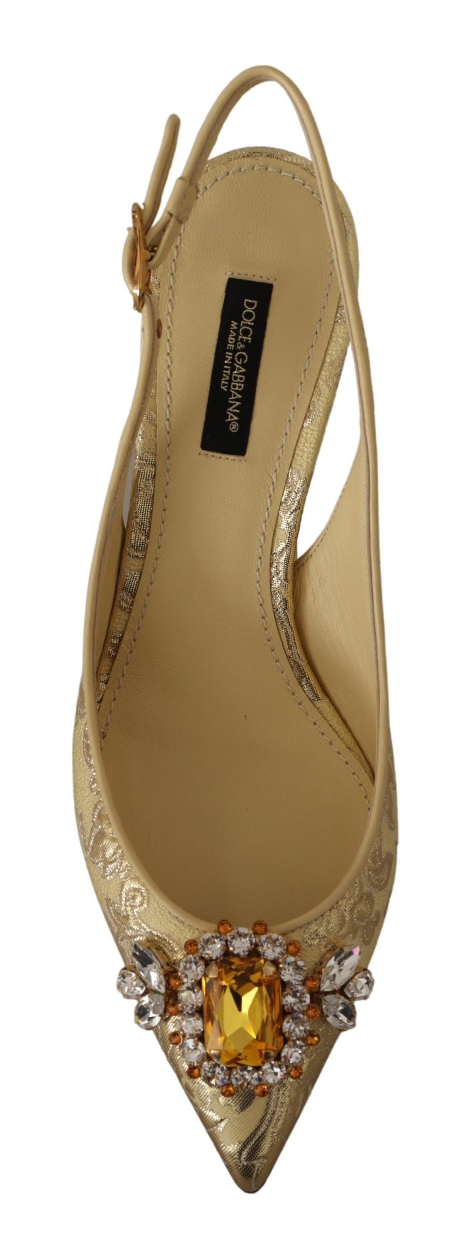 Dolce &amp; Gabbana Gold Crystal Slingback -korkokengät