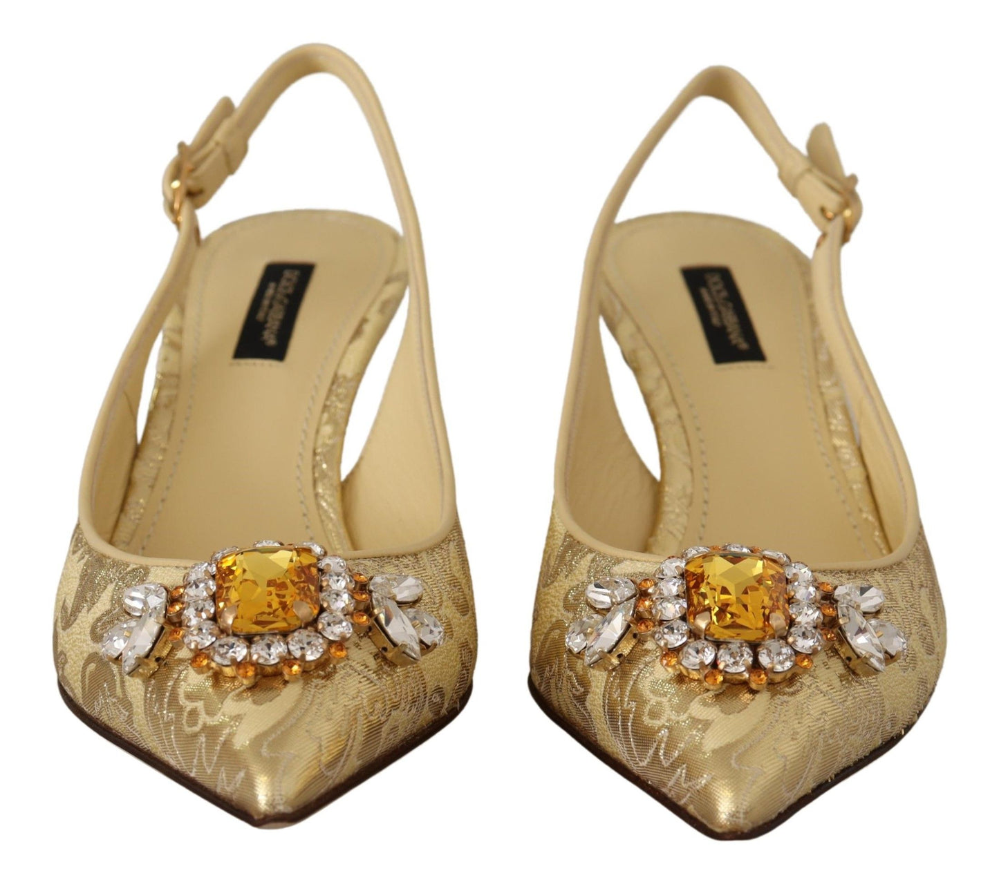 Dolce &amp; Gabbana Gold Crystal Slingback -korkokengät