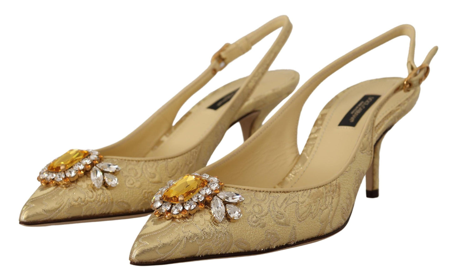 Dolce &amp; Gabbana Gold Crystal Slingback -korkokengät