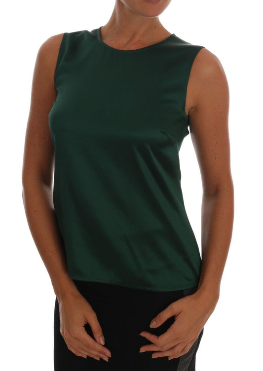 Dolce &amp; Gabbana sleeveless silk top in dark green