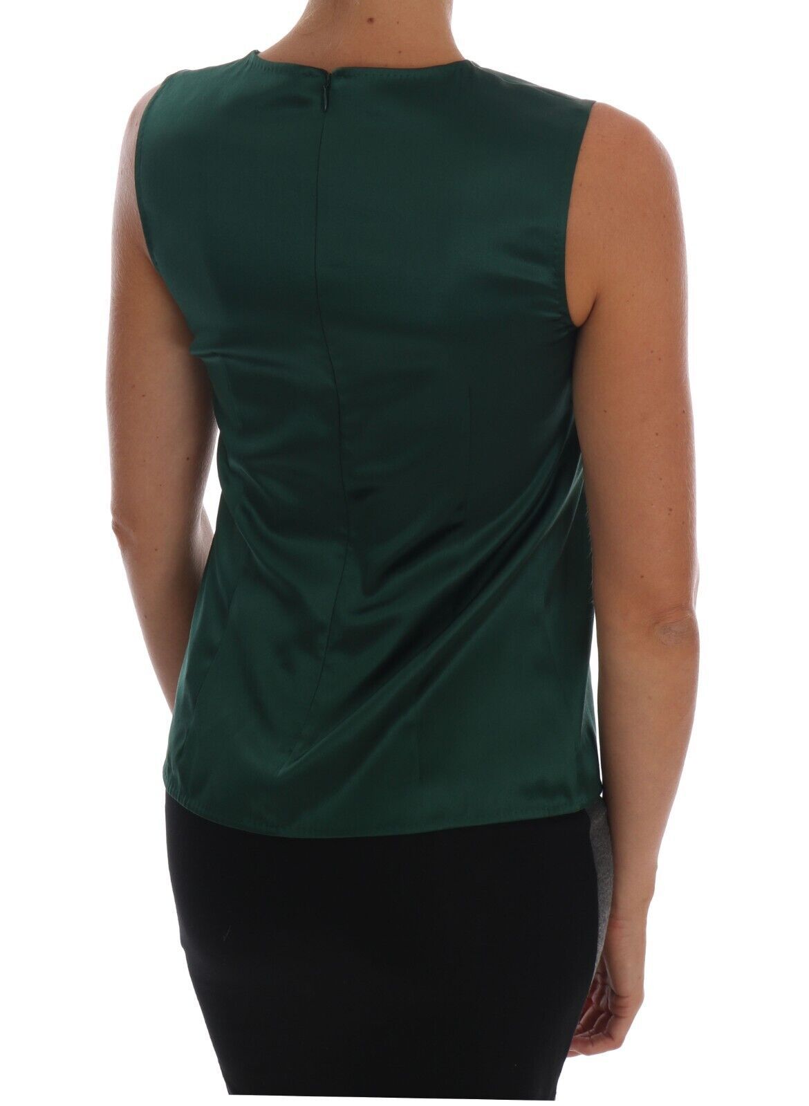 Dolce &amp; Gabbana sleeveless silk top in dark green