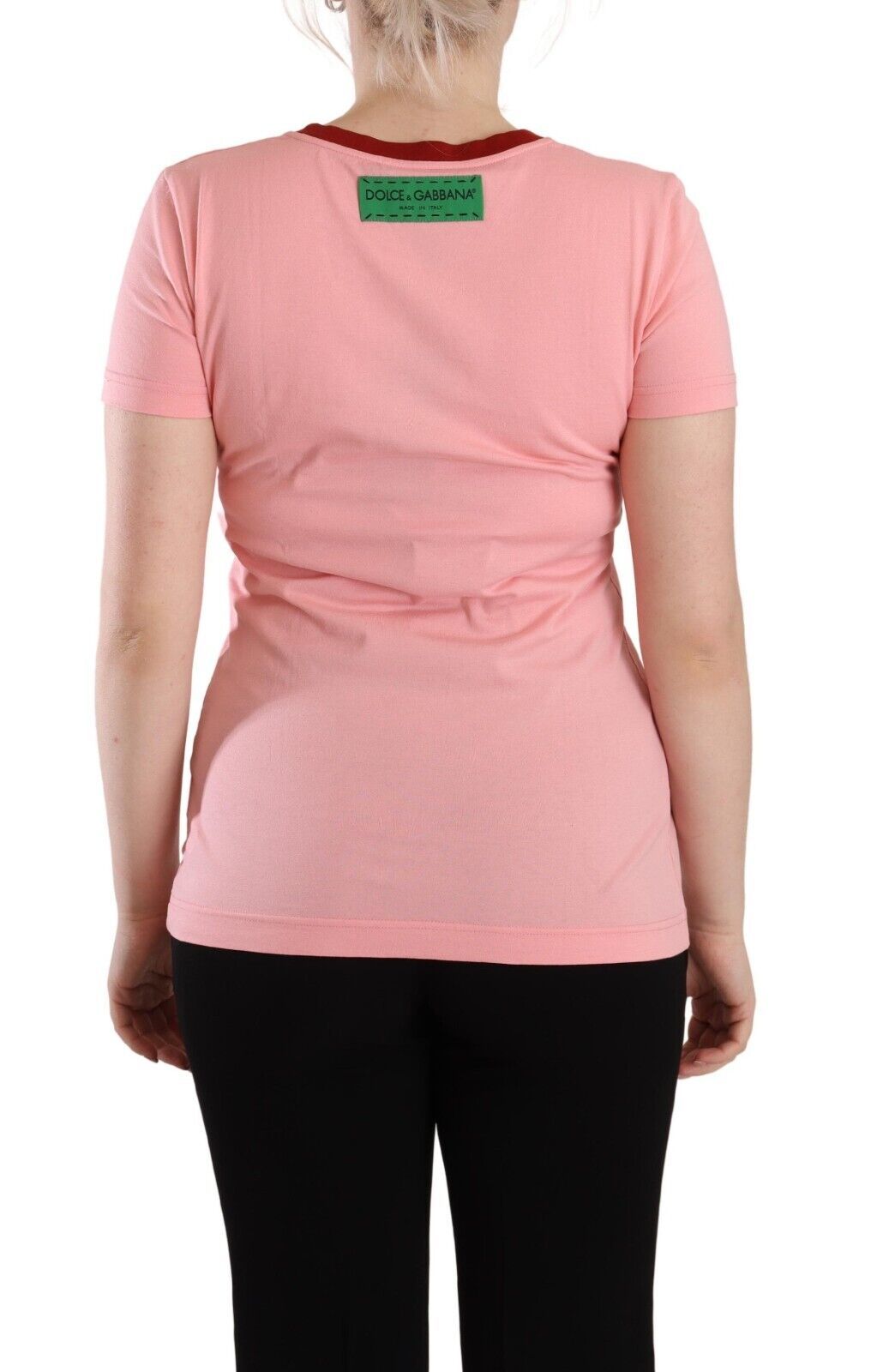 Dolce &amp; Gabbana Chic Pink Logo Crew Neck T-paita