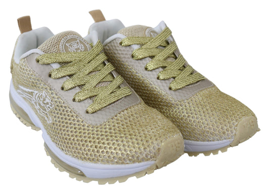 Plein Sport Exquisite Gold Polyester Sport Turnschuhe