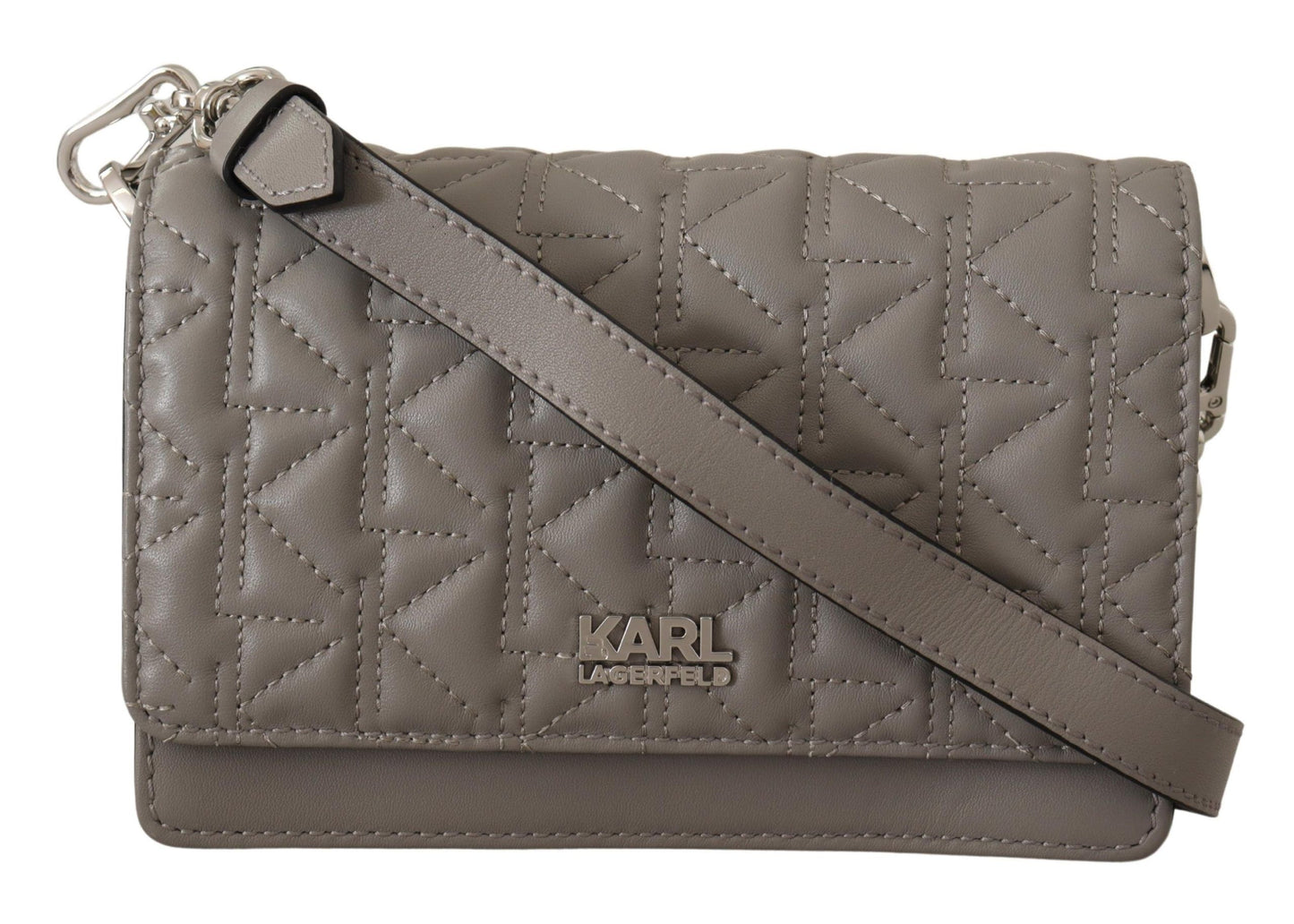 Karl Lagerfeld Elegant harmaa nahkainen Crossbody laukku