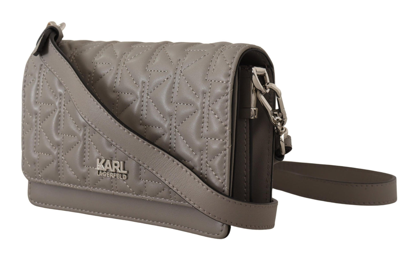 Karl Lagerfeld Elegant harmaa nahkainen Crossbody laukku