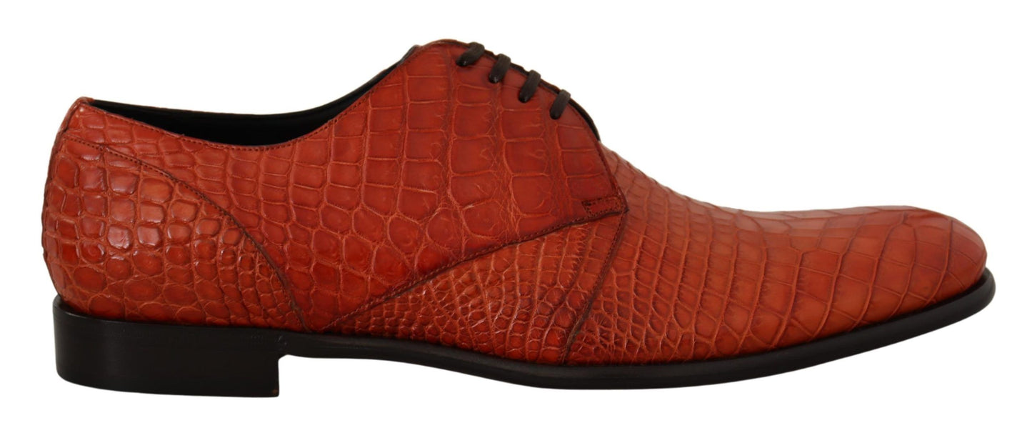 Dolce & Gabbana Exotische Orange Krokoleder Schnürschuhe