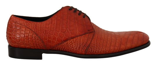 Dolce &amp; Gabbana Exotic Orange Crocodile Leather Lace-Up Shoes