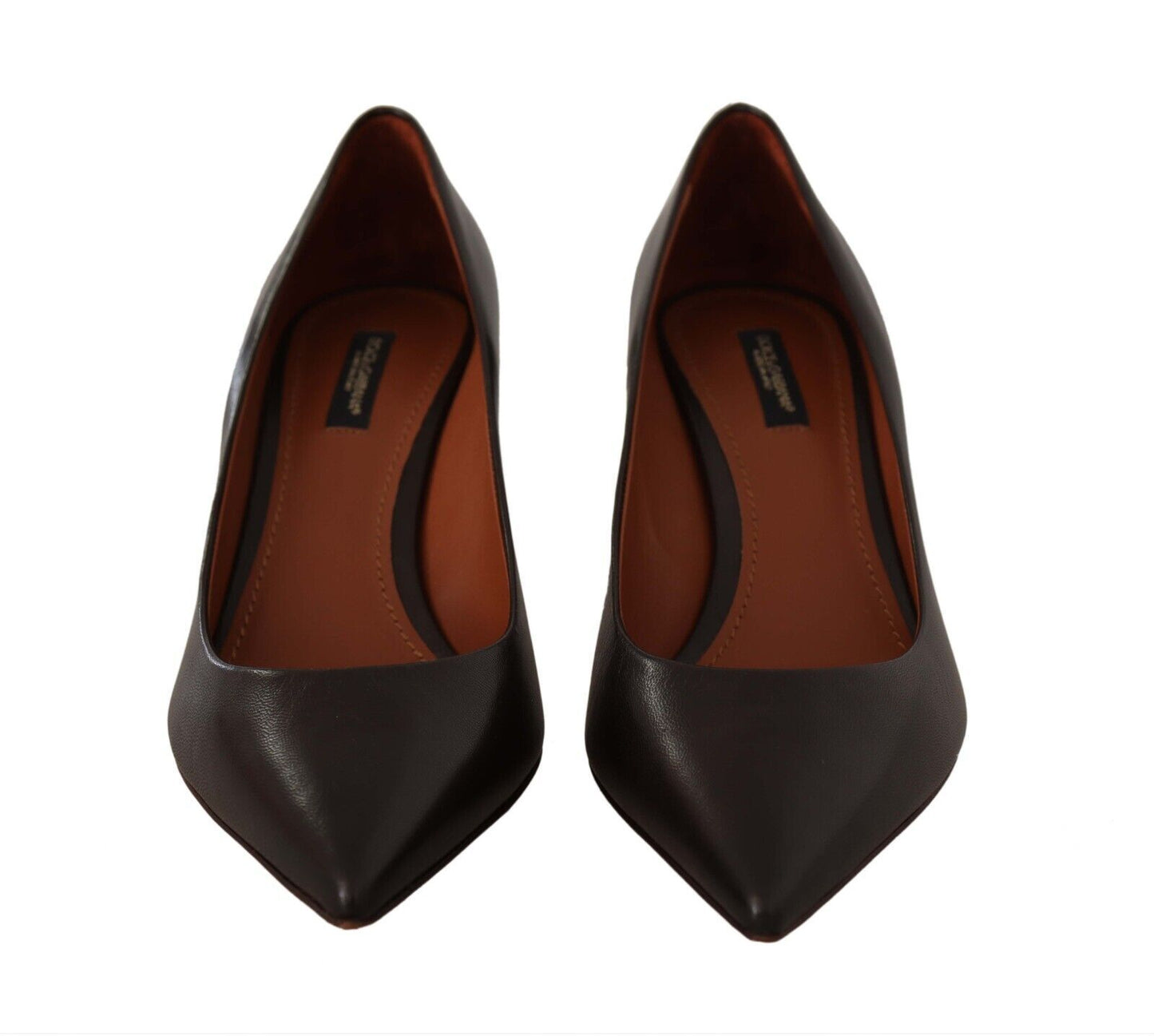 Dolce &amp; Gabbana Elegant Brown Leather Heels Pumps