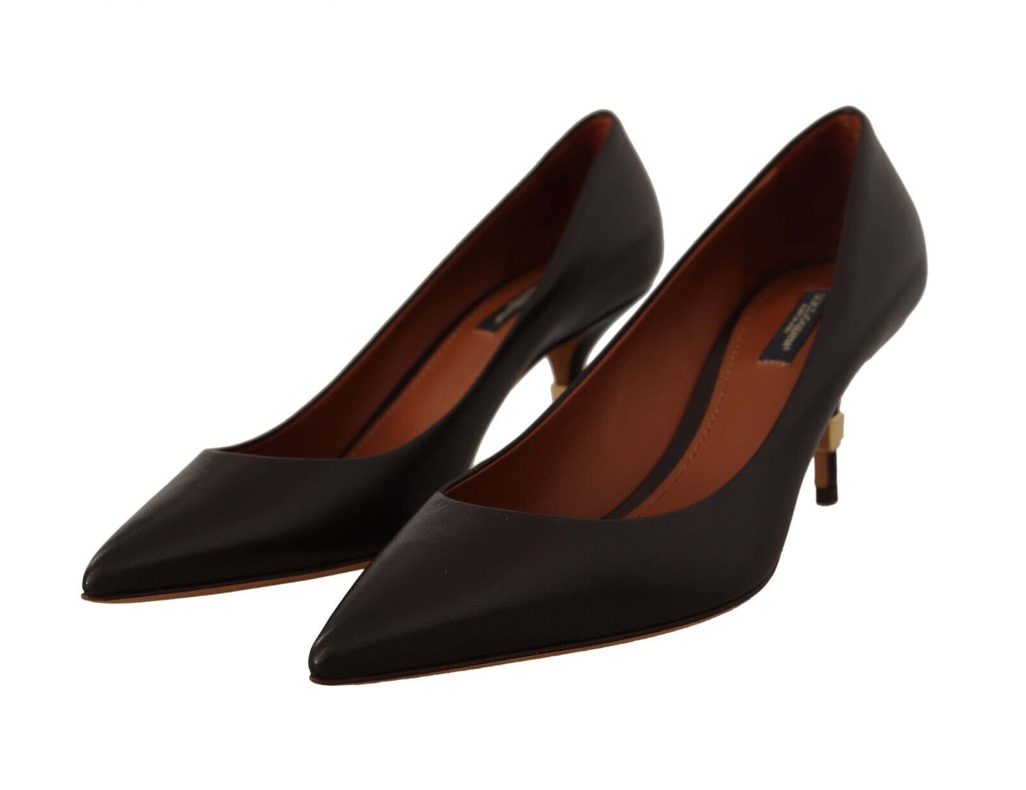 Dolce &amp; Gabbana Elegant Brown Leather Heels Pumps